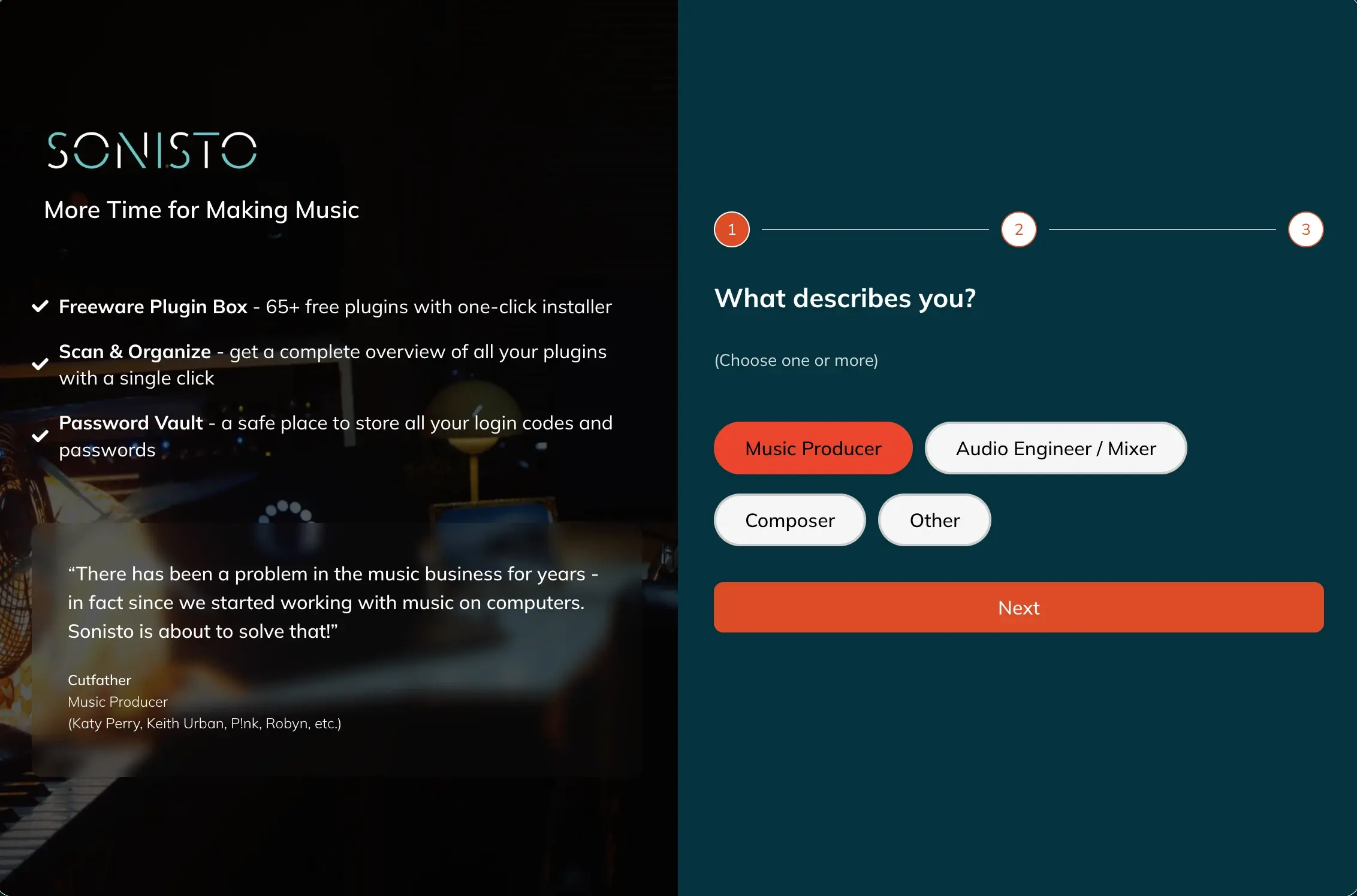 New landing page mockup for Sonisto
